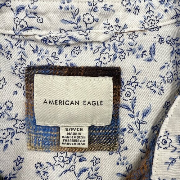 American Eagle Womens SM Plaid Flannel Shirt Boyfriend Grunge Cabincore Western - Picture 6 of 10